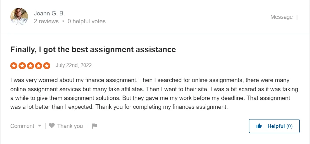 Finance Assignment Help Review 2